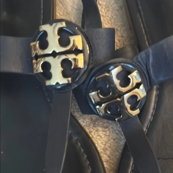 Black Sandals with Gold Accents - Picture 2 of 4
